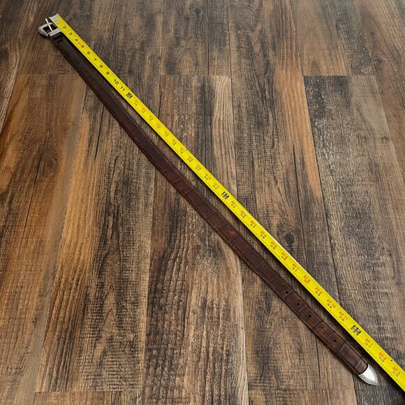 VTG Canterbury Belt Genuine Crocodile Italian Leather Western Mens Size 34 Brown - Picture 11 of 15